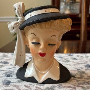 Vintage Lady Head Vase/Planter Napco 1956 C2633C 6" Tall